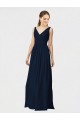 Best Long Chiffon Bridesmaid Dress with Shirred Bodice and V-Neckline UK