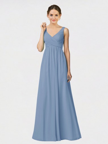Best Long Chiffon Bridesmaid Dress with Sweetheart Neckline and Wide Straps UK