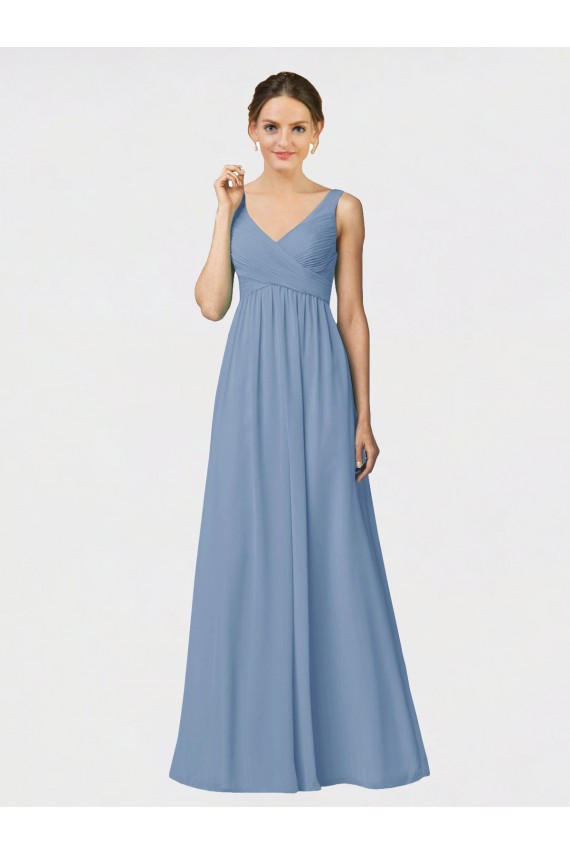 Best Long Chiffon Bridesmaid Dress with Sweetheart Neckline and Wide Straps UK
