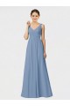 Best Long Chiffon Bridesmaid Dress with Sweetheart Neckline and Wide Straps UK