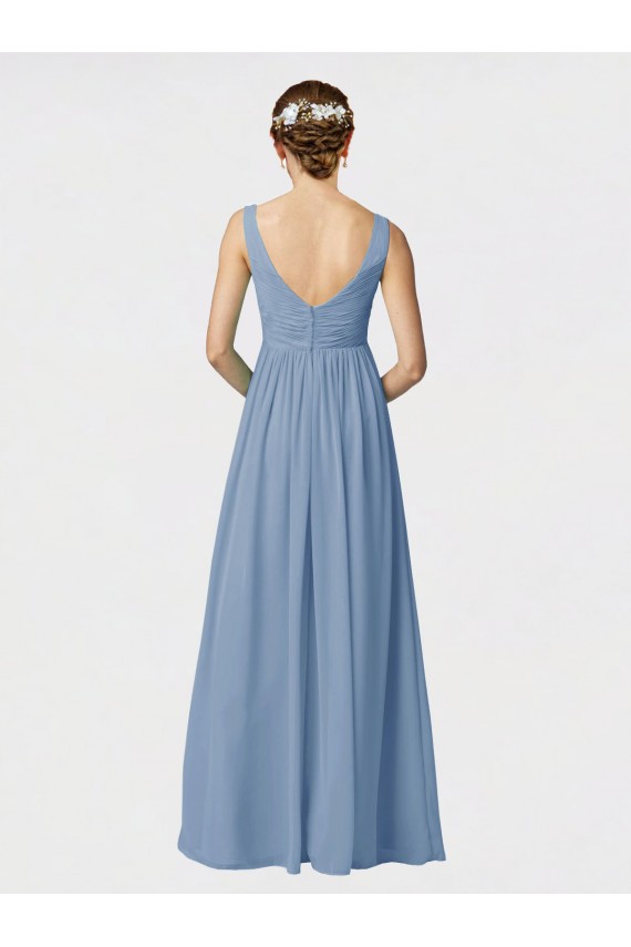 Best Long Chiffon Bridesmaid Dress with Sweetheart Neckline and Wide Straps UK