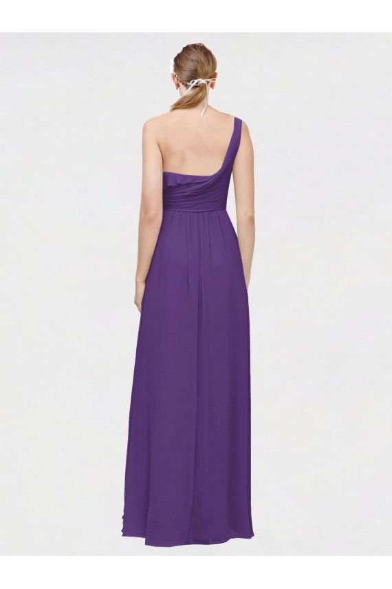 Best One Shoulder High Low Chiffon Bridesmaid Dress with Wrap Waist UK