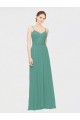 Best Rouched V-Neckline and Spaghetti Straps Long Chiffon Bridesmaid Dress UK
