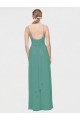 Best Rouched V-Neckline and Spaghetti Straps Long Chiffon Bridesmaid Dress UK