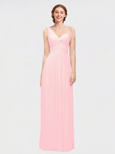 Best One Shoulder Twisted Waist Sweetheart Chiffon Bridesmaid Dress UK