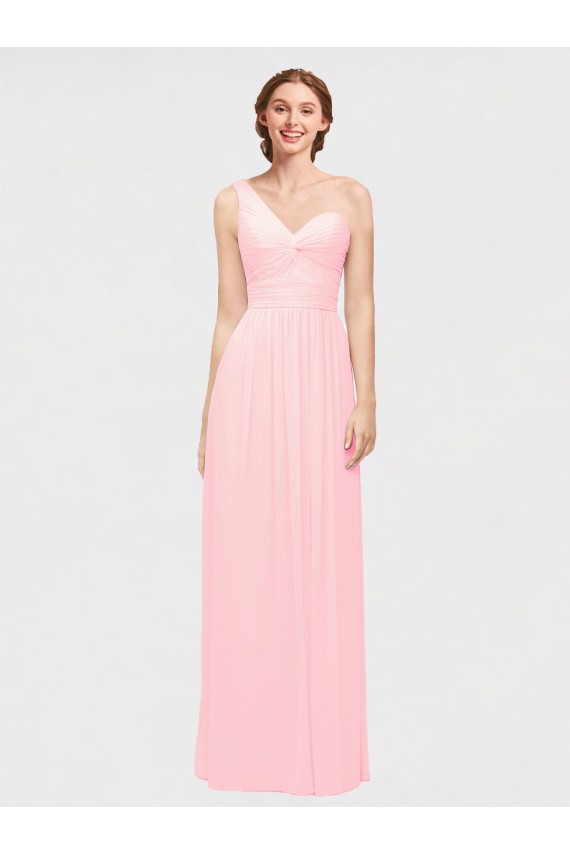 Best One Shoulder Twisted Waist Sweetheart Chiffon Bridesmaid Dress UK