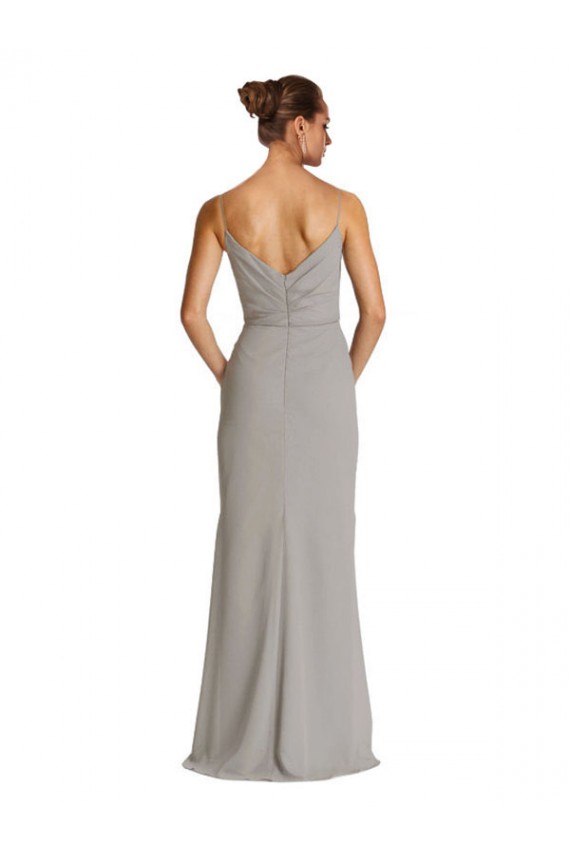 Best Long Chiffon A-Line Bridesmaid Dress with Criss-Cross Draped Bodice UK