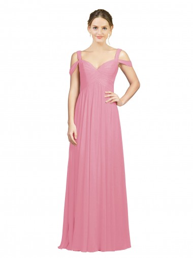 Best Sweetheart Long Chiffon Bridesmaid Dress with Off the Shoulder Straps UK