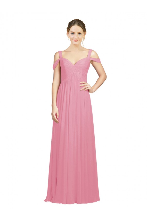 Best Sweetheart Long Chiffon Bridesmaid Dress with Off the Shoulder Straps UK
