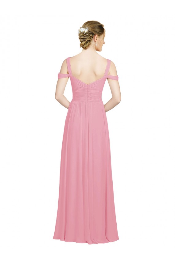 Best Sweetheart Long Chiffon Bridesmaid Dress with Off the Shoulder Straps UK