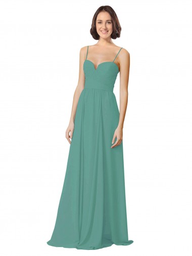 Best Spaghetti Straps Sweetheart A-Line Chiffon Bridesmaid Dress UK