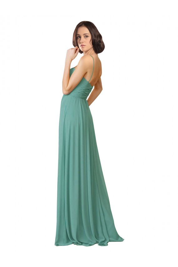 Best Spaghetti Straps Sweetheart A-Line Chiffon Bridesmaid Dress UK