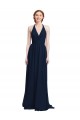 Best Halter Chiffon Bridesmaid Dress with V-Neckline and Criss Cross Waist UK