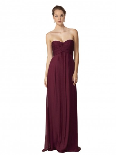 Best Floor Length Chiffon Bridesmaid Dress with Sweetheart Neckline UK
