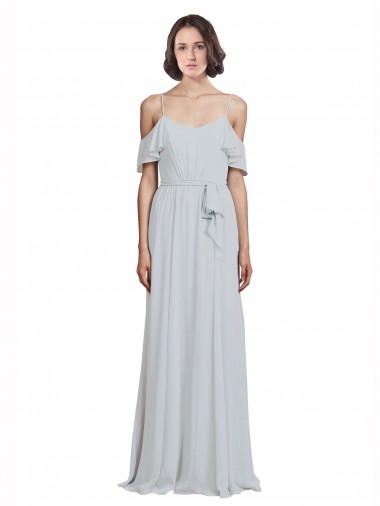 Best Off the Shoulder Spaghetti Strap Long Chiffon Bridesmaids Dress UK