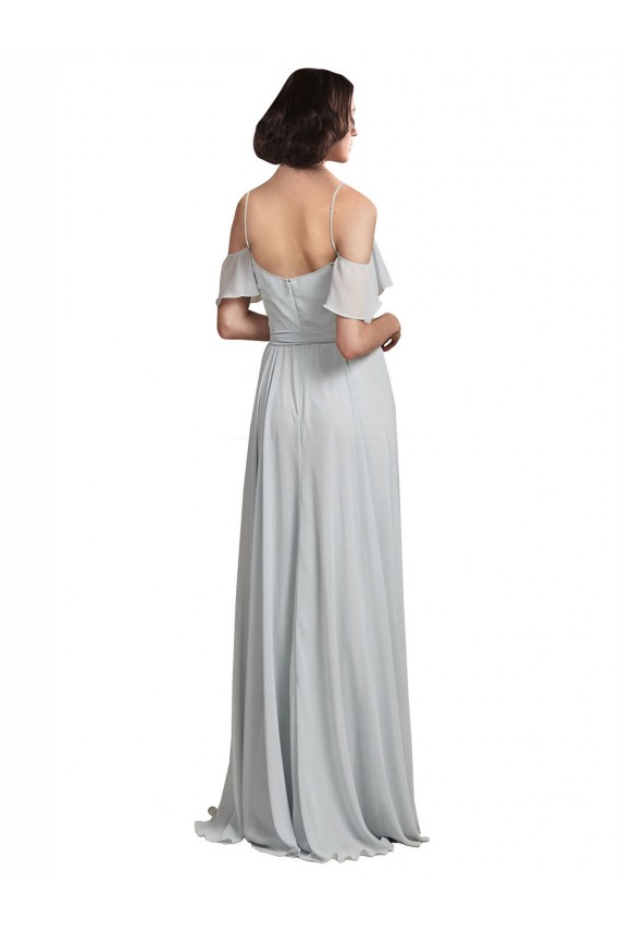 Best Off the Shoulder Spaghetti Strap Long Chiffon Bridesmaids Dress UK
