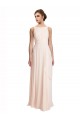 Best High Neck Chiffon Bridesmaid Dress with Deep V-Back and Cascading Skirt UK