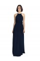Best High Neckline Floor Length Chiffon Bridesmaid Dress with Belt UK
