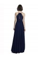 Best High Neckline Floor Length Chiffon Bridesmaid Dress with Belt UK