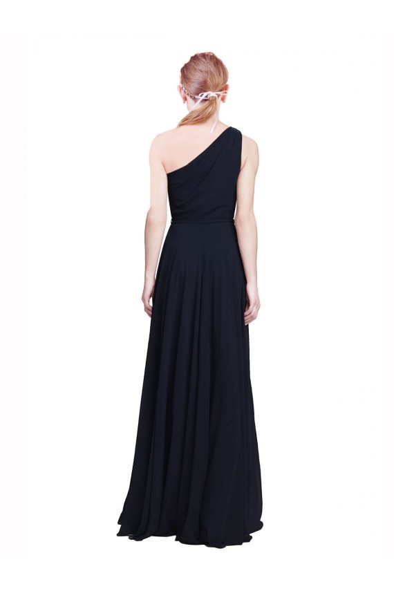 Best Long Chiffon Bridesmaid Dress with One Shoulder Neckline And Belt UK
