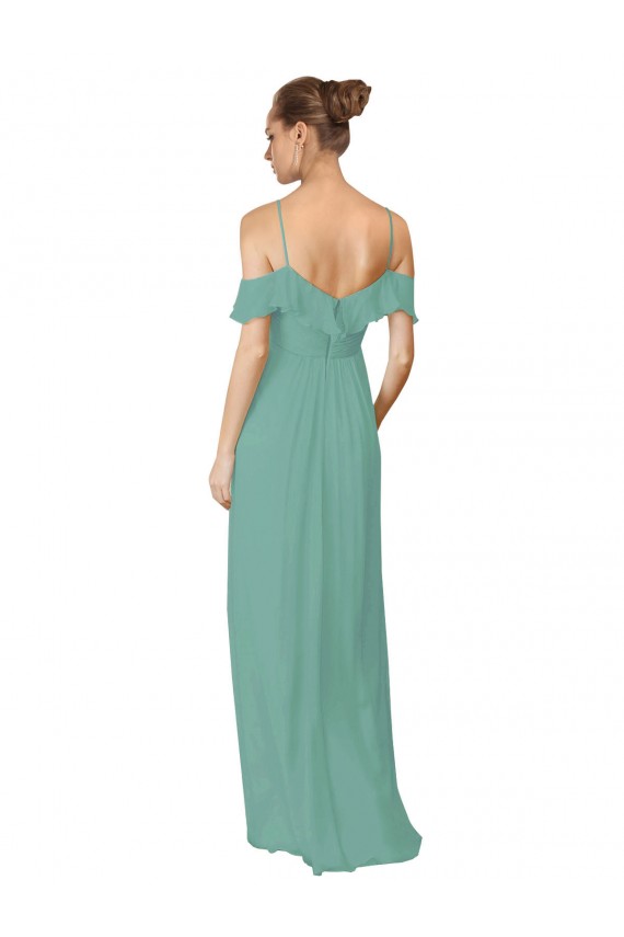 Best Hand-Ruched Chiffon Bridesmaid Dress with Flutter Sleeves UK