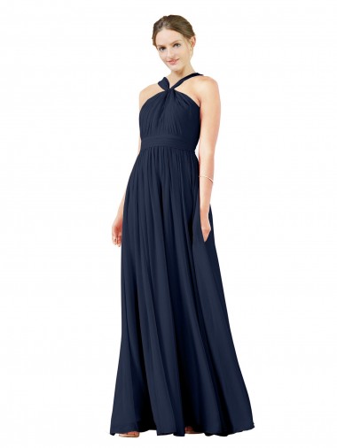Best High V-Neck Floor Length Chiffon Bridesmaid Dress UK