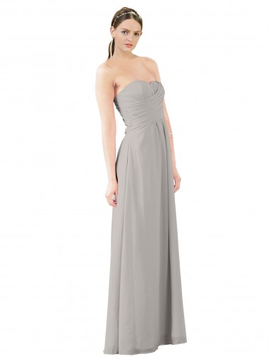 Best Twisted Strapless Sweetheart Neckline Long Chiffon Bridesmaid Dress UK