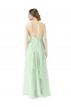 Best Front halter Neckline and Deep Back Long Chiffon Bridesmaid Dress UK