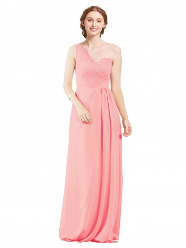 Best One Shoulder Sweetheart Neckline Long Chiffon Bridesmaid Dress UK