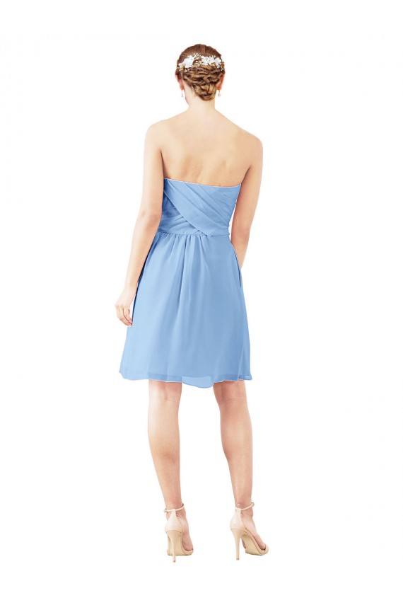 Best Short Knee Length Chiffon Cocktail Bridesmaid Dress with Twisted Strapless Sweetheart Neckline UK