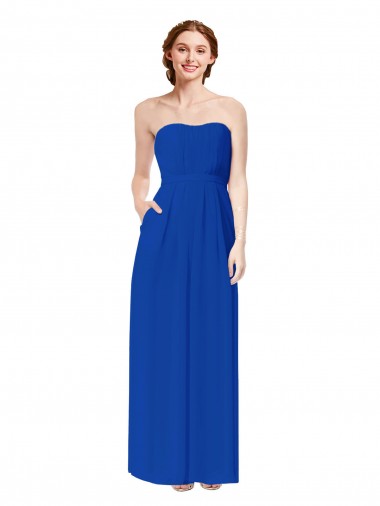 Best Strapless Sweetheart Keyhole Back Long Chiffon Bridesmaid Dress UK