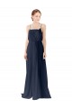 Best Spaghetti Straps Open Back Long Chiffon Bridesmaid Dress UK