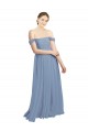 Best Long Floor Length Chiffon Bridesmaid Dress with Fluttering Off the Shoulder Straps UK