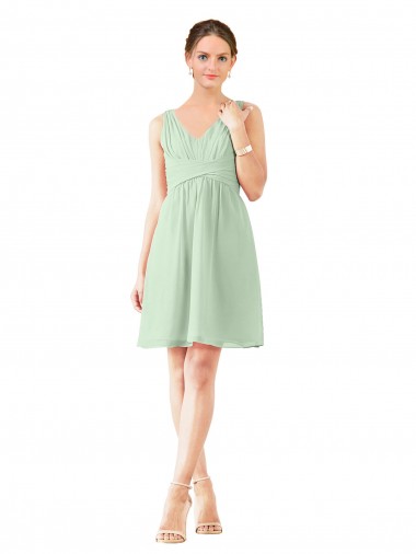 Best v-Neckline Short Knee Length Chiffon Cocktail Bridesmaid Dress UK