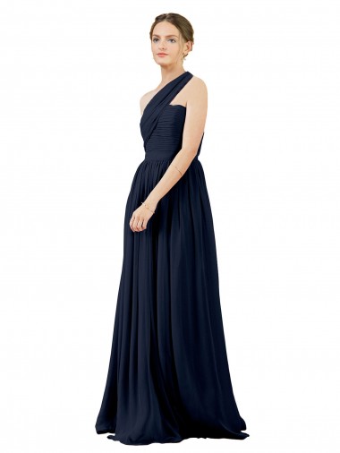 Best Draped One Shoulder Strapless Chiffon Bridesmaid Dress UK