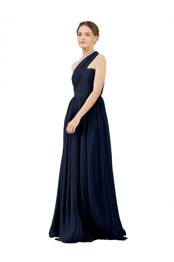 Best Draped One Shoulder Strapless Chiffon Bridesmaid Dress UK