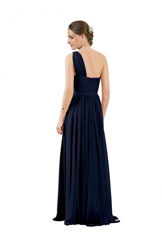 Best Draped One Shoulder Strapless Chiffon Bridesmaid Dress UK