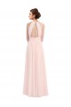 Best Sleeveless Chiffon High Neck Bridesmaid Dress with Diagonal Pleats UK