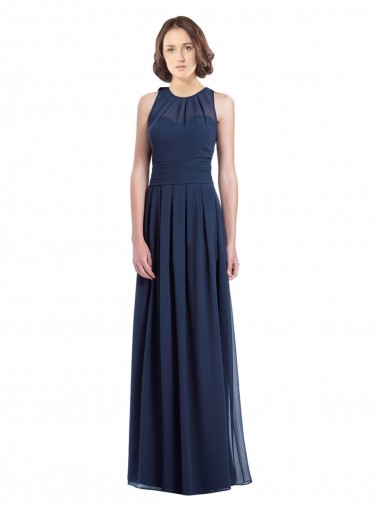 Best Chiffon High Neck Sleeveless Bridesmaid Dress with Pleats UK