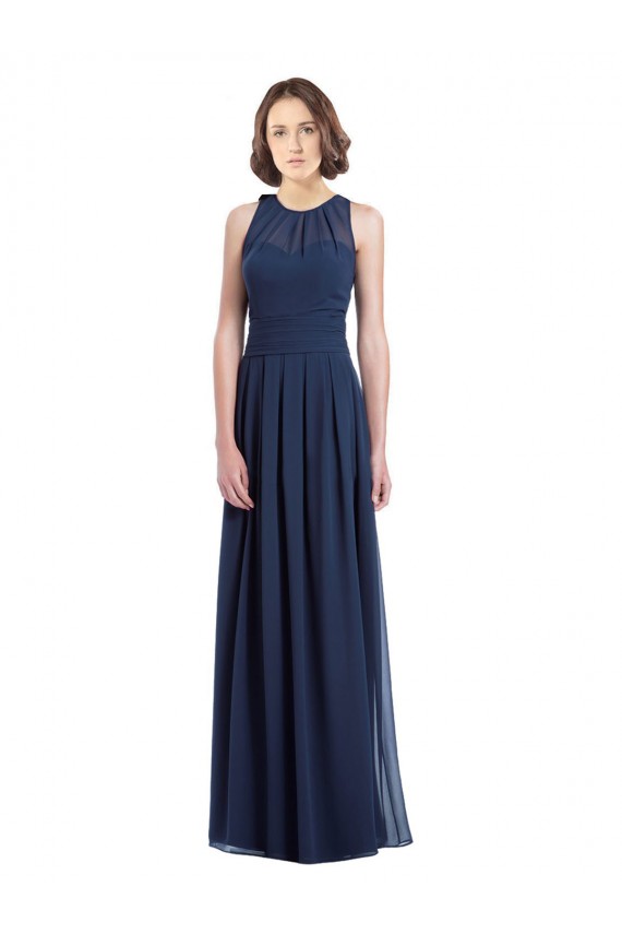 Best Chiffon High Neck Sleeveless Bridesmaid Dress with Pleats UK