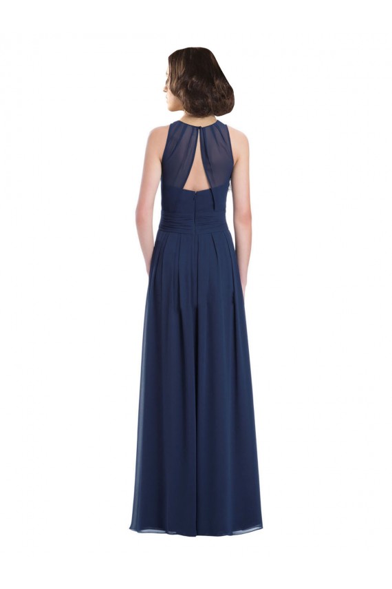 Best Chiffon High Neck Sleeveless Bridesmaid Dress with Pleats UK