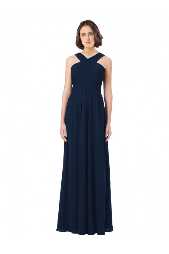 Best Long Chiffon Bridesmaid Dress V-Neck Top UK