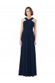 Best Long Chiffon Bridesmaid Dress V-Neck Top UK