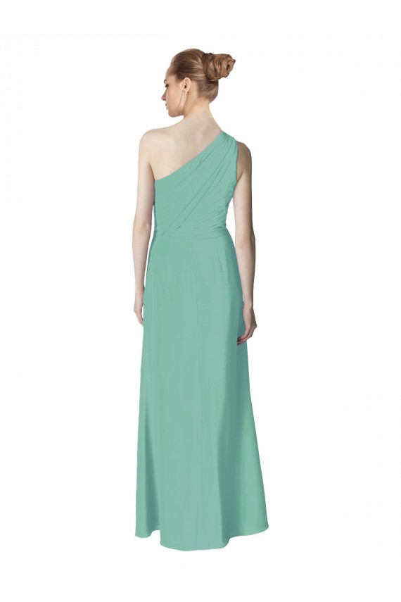 Best Long Chiffon One Shoulder Full Length Bridesmaid Dress UK