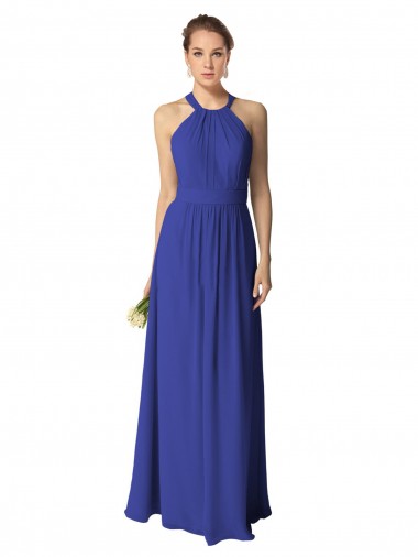 Best Long Full Length Chiffon Halter Bridesmaid Dress UK