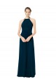 Best Spaghetti Strap Long Chiffon Halter A-Line Bridesmaid Dress UK