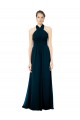 Best Keyhole Back Long Chiffon Halter Dress with Halter Straps Cross Neck UK