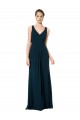 Best Long Chiffon V-Neck Sleeveless Bridesmaid Dress with Large Keyhole Back UK