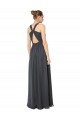 Best Long Chiffon Halter Bridesmaid Dress Keyhole Back UK