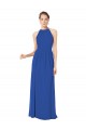 Best Long Chiffon High-Neck Sleeveless Bridesmaid Dress UK
